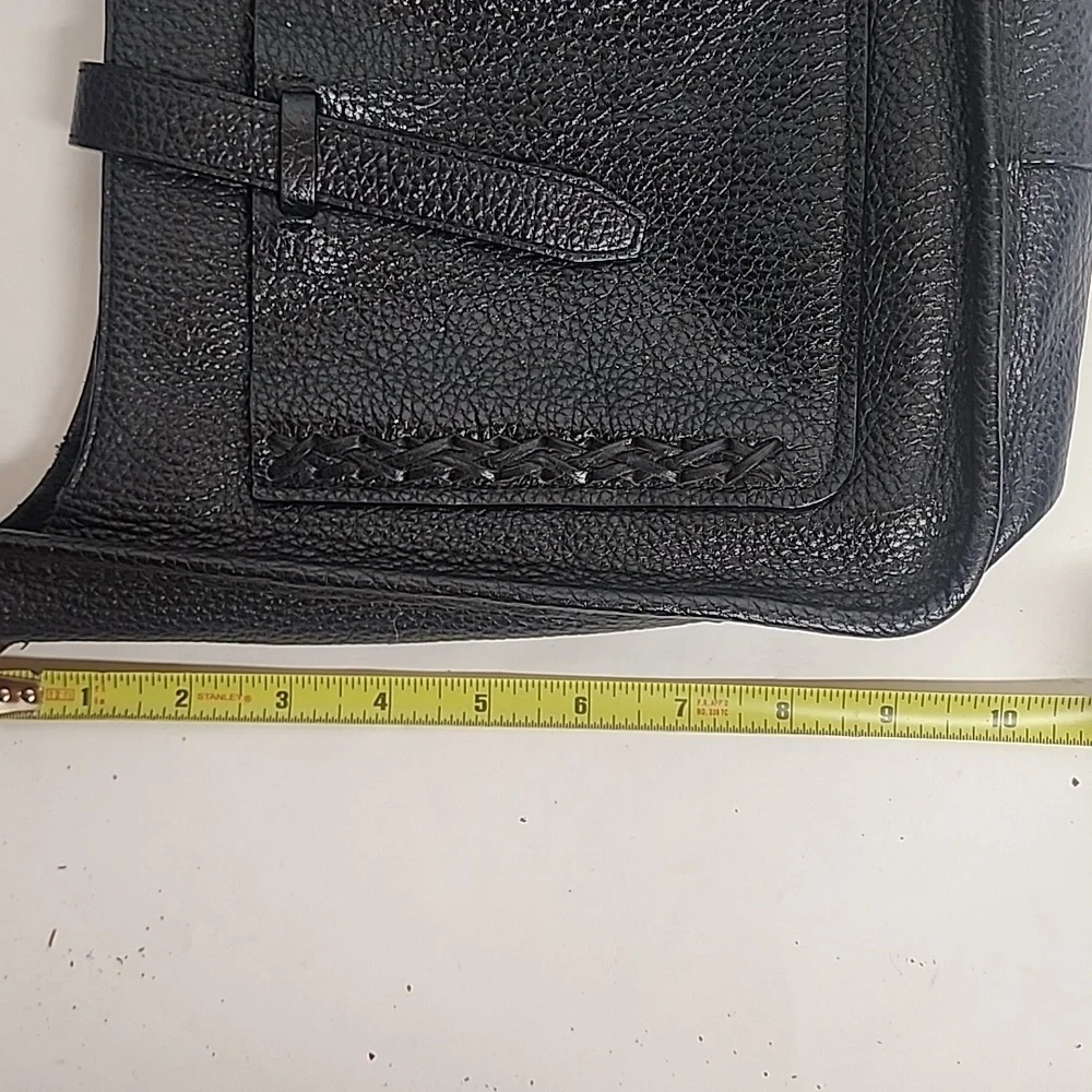 Rebecca Minkoff Textured Black Leather Unisex Crossbody Messenger SaddleBag - Picture 11 of 11